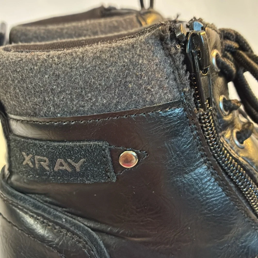 XRAY Finley black faux leather lace up boys casual ankle boots kids size 5